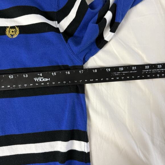 Chaps Rugby Polo Shirt Youth 10-12 M Blue Crest Collar Striped Retro Sport Prep - Picture 12 of 14